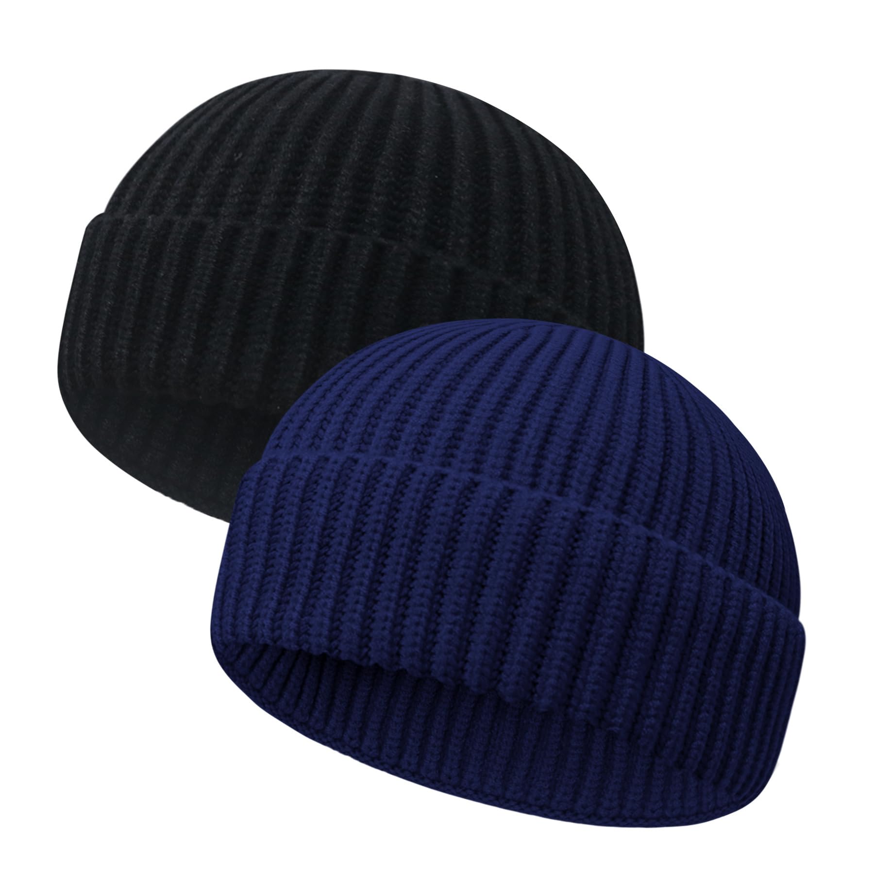 Wool Fisherman Beanies for Men Women Short Cuff Knit Beanie Winter Warm Hats Trawler Hat Stylish Watch Cap
